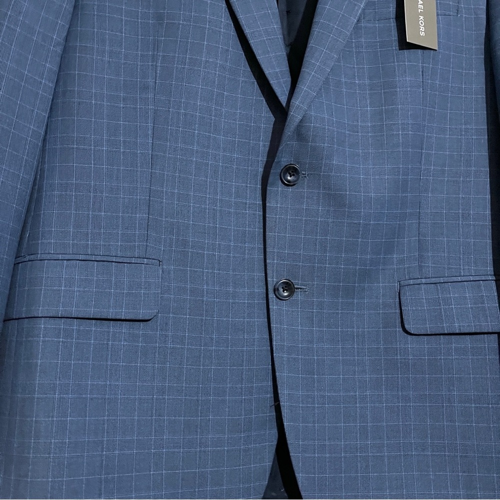 NWT Michael Kors Kevin Two-Button Blue Plaid Suit Jacket NEW - Picture 9 of 14